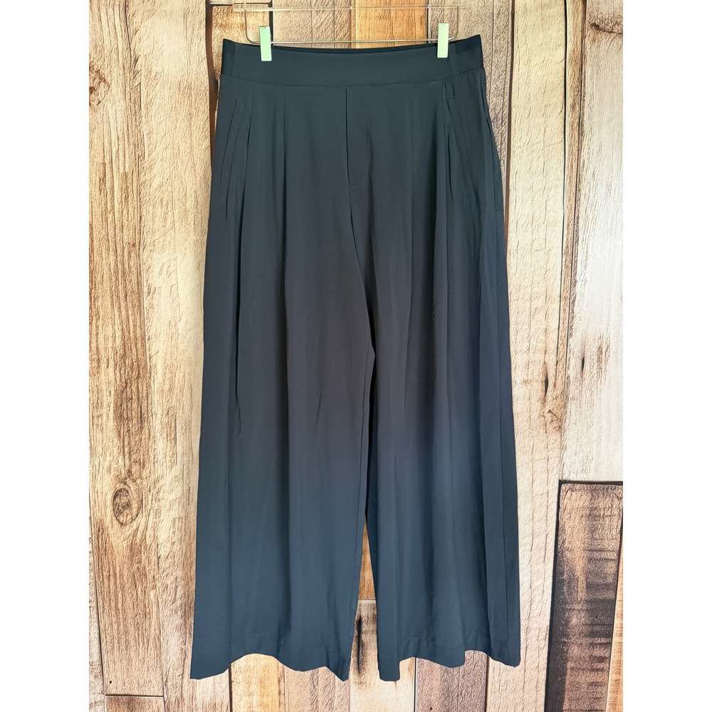 Athleta Brooklyn Heights High Rise Pleated Wide Leg Pants Navy Blue Size 12
